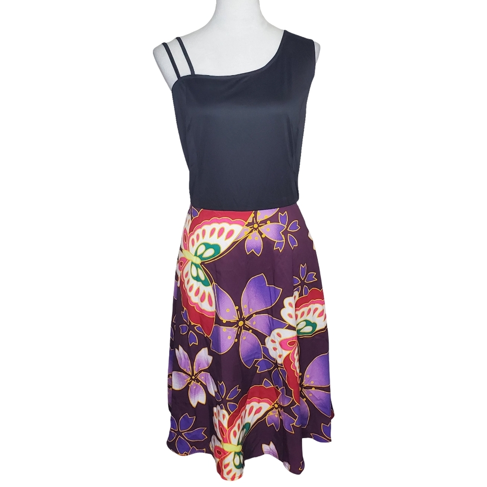 Rosegal Plus Size Butterflies & Flowers Midi Dress